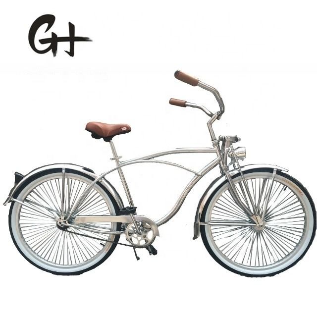 17kg 26inch 68Spokes Rim Sliver colore CP telaio Vernice cromata a velocità singola OEM/ODM uomini bicicletta da crociera spiaggia