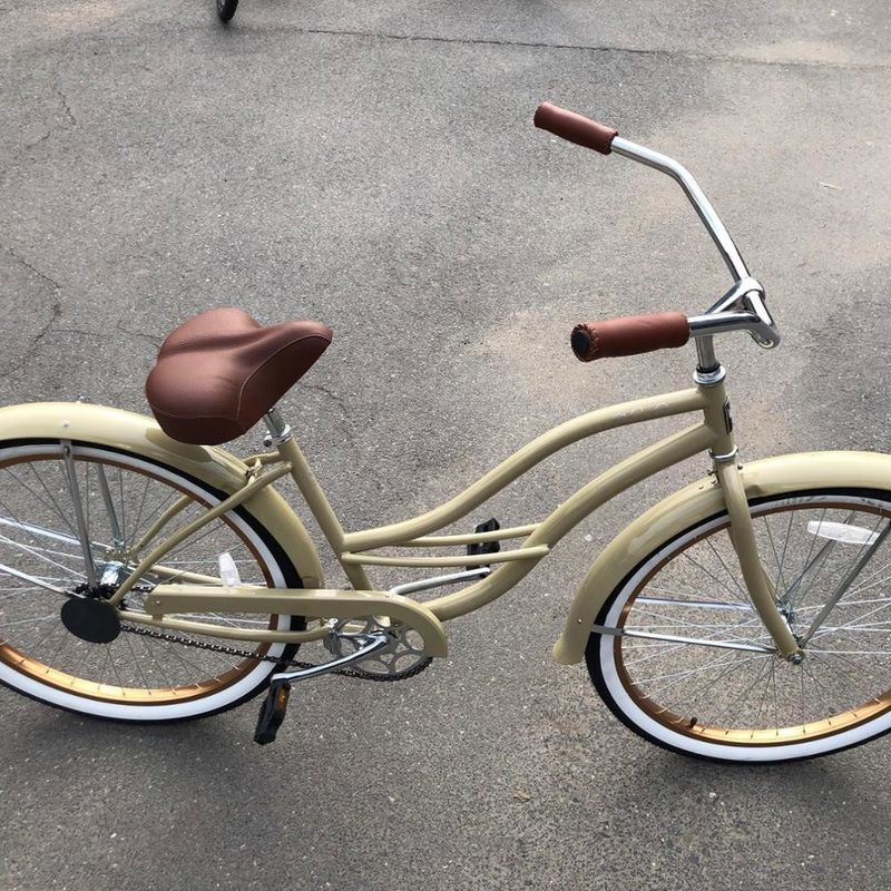 26&quot; InStock Beach Cruiser Bike con velocità multi Matt Nero/Bianco Perla/Colore Beige 14KGS