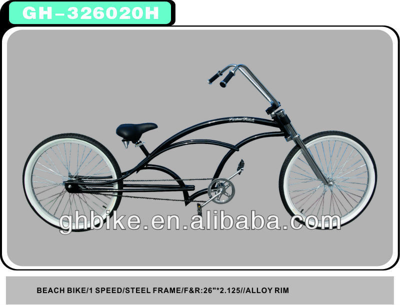 2013 Black Chopper Beach Cruiser Bike Bicicleta con telaio in acciaio Materiale nero/Su ordinazione