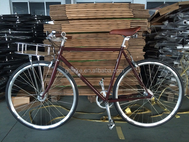 Bicicletta retro con ingranaggio fisso Bicicletta con portatore anteriore Bicicletta stradale a 3 velocità interna Da ordinare