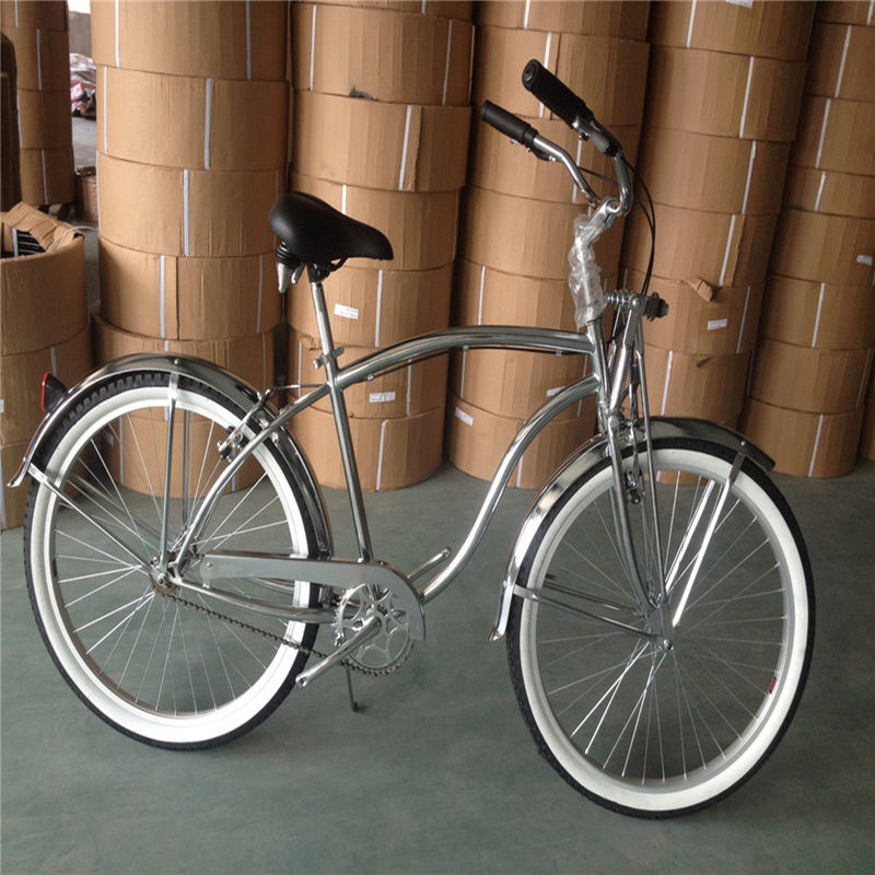 1.8m Lunghezza 160kg Capacità di carico 26 pollici Chrome Single Speed Beach Cruiser uomo Bicicleta