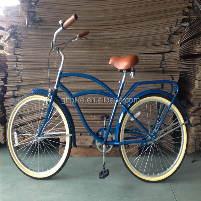 26 pollici uomo Beach Cruiser Bike con porta posteriore e Single Speed Hard Frame Steel