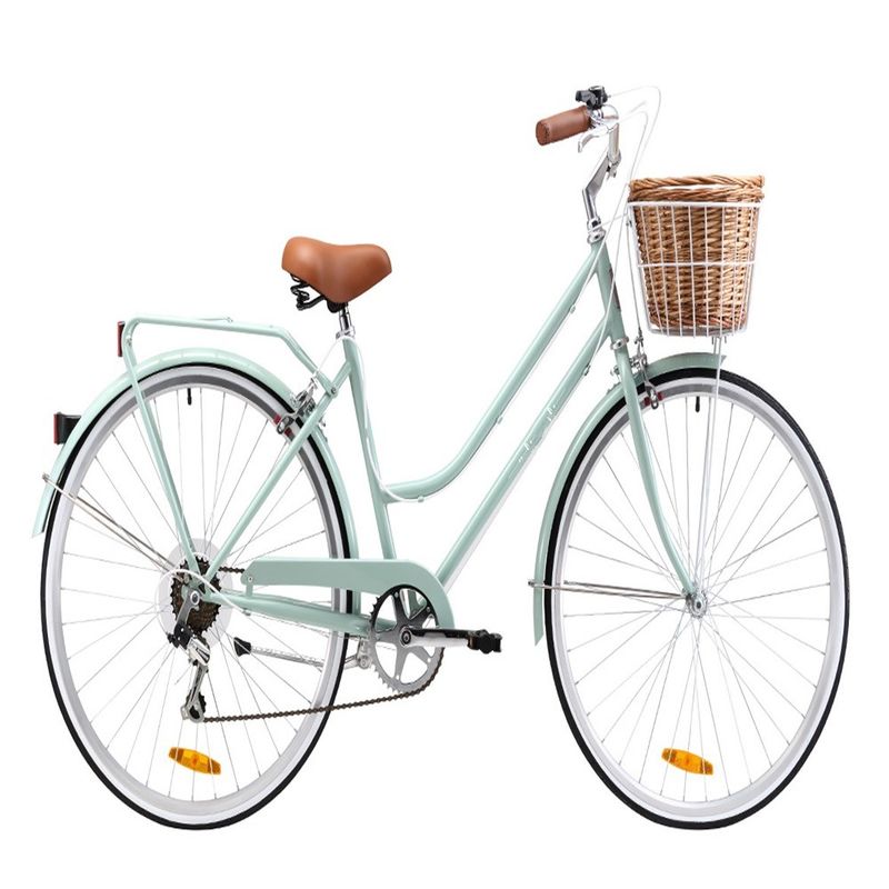 Vintage Women Step Through Bike con cesto anteriore e design classico a 7 velocità