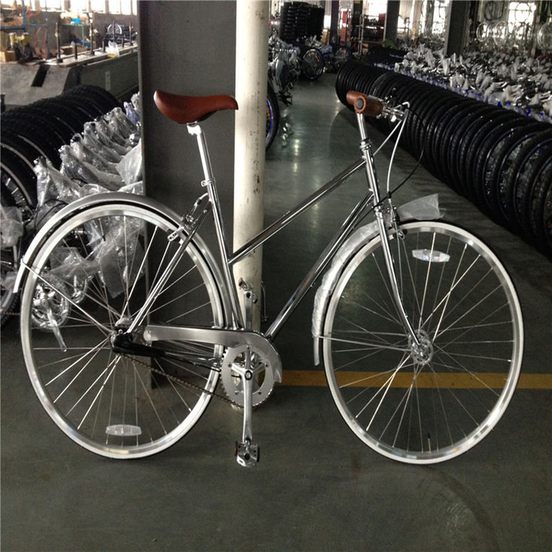 NO sospensione 3 marce colore argento telaio cromo bicicletta da donna vintage bicicletta da donna retro bicicletta da donna