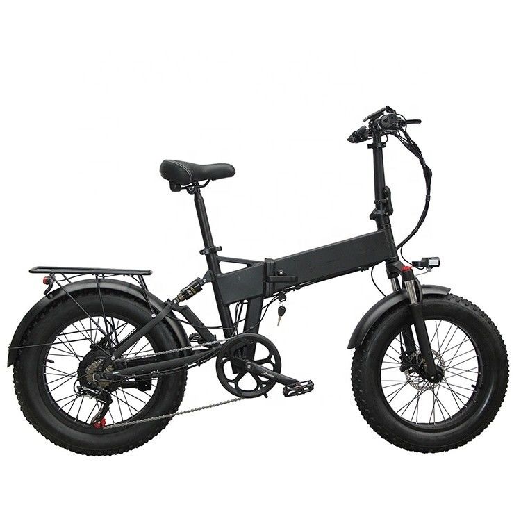 20&quot; Full Suspension Snow 500W 14AH 4.0 Fat Tire Electric Battery Hidden Folding Bike