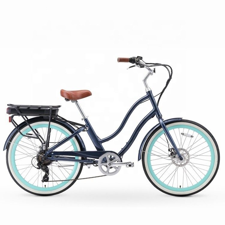 26&quot; 500W OEM personalizzare CE 48V 14AG batteria al litio 7 velocità PAS passo attraverso donne Lady Girl Beach Cruiser bicicletta elettrica