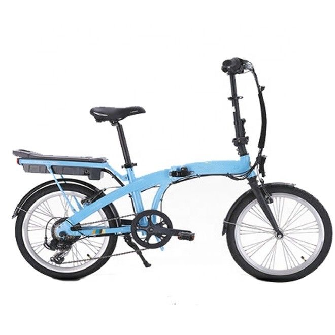Bicicletta pieghevole mini elettrica da 20 pollici certificata CE con 7 marce e batteria da 10,5 AH