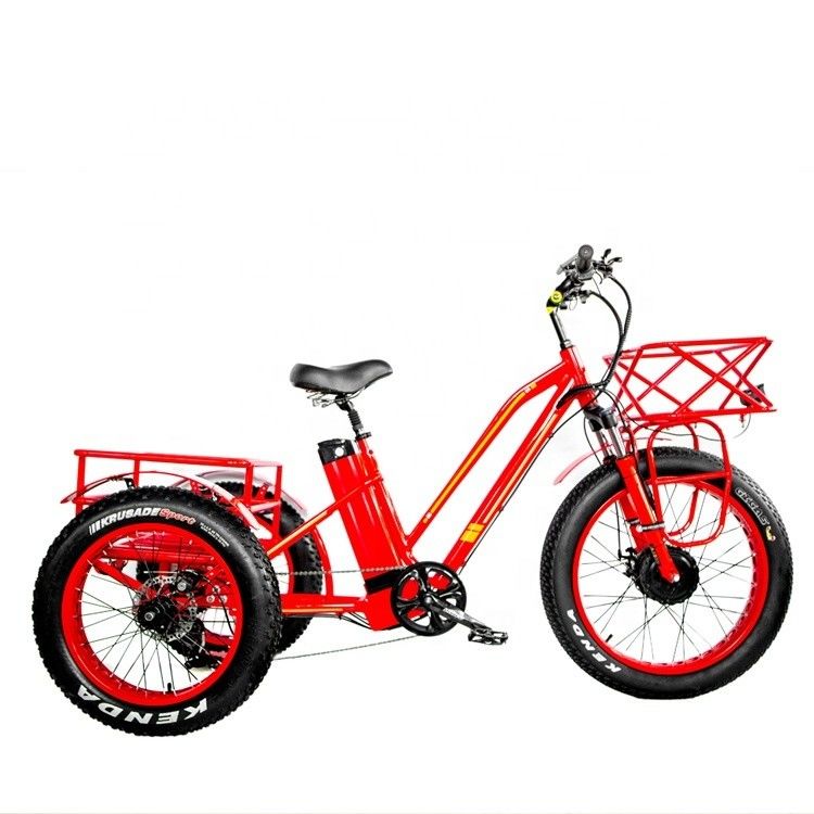 48V 750W motore anteriore 24 &quot;Triciclo elettrico per adulti con batteria al litio da 17AH e pneumatici da neve grassi